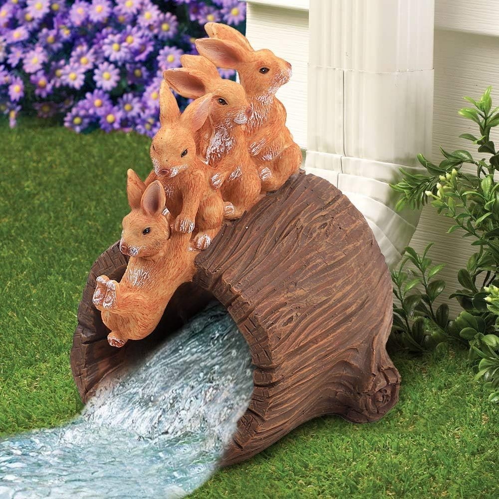 Rain Gutter Downspout Extension, Rabbit Garden Statue Splash Block for 3”x4’…