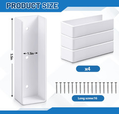 4 Pack 1.5″ x 5.5″ Vinyl Fence Rail U-Mount Bracket Kit with Screws for Wall or