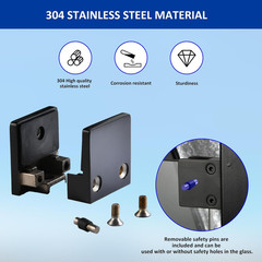 Glass Clamp－4Pcs Adjustable Glass Shelf Bracket, 1/3 “-1/2 ” 304 Stainless Steel