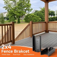 20 Pcs 2×4 Fence Brackets for Wood Black – 18 Gauge Deck Railing 20