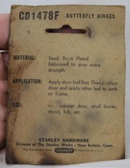 Vintage Stanley Brass Plated Butterlfy Hinges CD1478F 2 In Package NIP