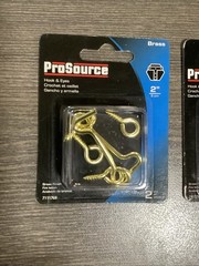 ProSource 7111768 2” Solid Brass Hook & Eye- Pack of 2 Lot Of 2