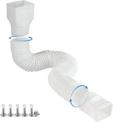 White 1-Pack Rain Gutter Downspout Extensions Flexible, Drain Downspout Exten…