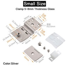 HOT 6PCS Solid Zinc Alloy Display Cabinet Door Hinges Silver/Black Glass Clamps