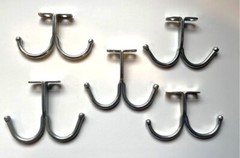 22 – DOUBLE COAT HOOK FOR LOCKER, COAT ROOM 2-1/4” TALL, 3-1/4” WIDE, Chrome