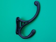 BLACK CAST IRON HOOKS HALL TREE HOOKS ANTIQUE STYLE, CLOTHES AND TOWEL HOOK