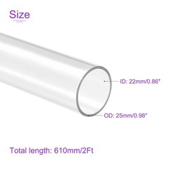 22mm(7/8″)x25mm(63/64″)x2Ft Clear Rigid Tubing Plastic Tube Pipe for Aquarium