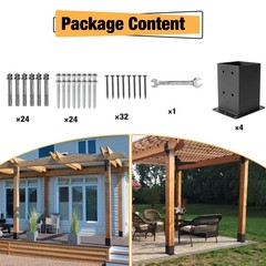 4×4 Post Base 4 Pcs,Deck Post Brackets,Inner Size (3.6″ x3.6“Heavy Duty Powde…