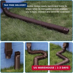plusgutter Brown 2-Pack Rain Gutter Downspout Extensions Flexible, Drain Downspo
