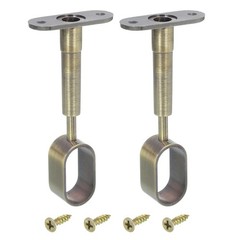 2 Pcs Oval Closet Shelf Bracket, Wardrobe Rod Adjustable Full Though Pipe Bronze