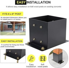 6X 6 Post Base 2PCS,Inner Size 5.6″x5.6″Deck Post Base,Heavy Duty Metal Black P