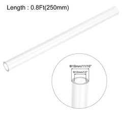 Rigid Round Clear Tubing 12mm ID x 18mm OD x 250mm Length Plastic Tube