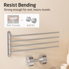 KES Extra Long Swivel Towel Bar 19.5″ 4-Arm, Swing Out Rack for Bathroom
