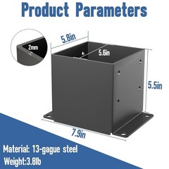 6X6 Post Base 2 Pcs, Heavy Duty Post Anchor with Anti-Corrosive Partition, Inner