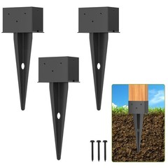 3 Pcs 4×6 Fence Post Anchor Ground Spike 16.5 Heavy Duty Metal Fence Stake