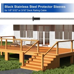 120 Pack Black Cable Railing Protector Sleeves T316 Stainless Steel Wood Post