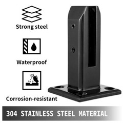 304SS Clamp For Glass Railing 12mm Glass Spigot 6.29″ Holder Matte Black