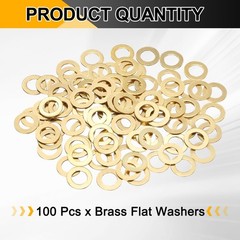 uxcell 100Pcs M5 Brass Flat Washer, 9mm OD x ID x 5mm x 0.8mm Thick