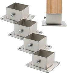 4 Pcs Square Post Bases Stainless Steel Flange Anchor Bases Heavy Duty Post Brac