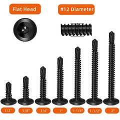 #12 x 1-1/4″ Hex Socket Self Tapping Screws, Stainless x 1-1/4″, Black
