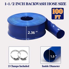 1 1/2 IN x 100 FT Pool Backwash Hose, Reinforced PVC Drain Hose, Heavy-Duty F…