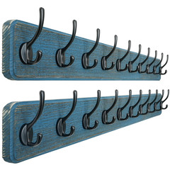 Dseap Coat Rack Wall 38-1/4 Long Patented Heavy-Duty 10-Double-Hooks Wooden
