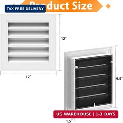 2 Pack 12″ X 12″ Gable Vent for House Aluminum Attic Vent with Screen Shed Gable