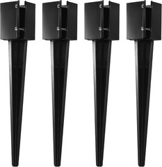 4pcs 24″ Heavy Duty 4×4 Fence Post Anchor Ground Spike Metal Black Powder Coated