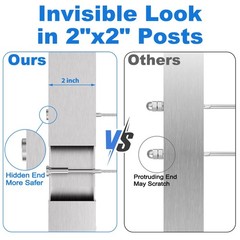 10 Pack Invisible Cable Railing Kit for 1/8″ Wire, For 2″x2″ Post, Silver