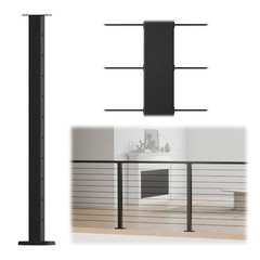 Muzata Black Cable Railing Post 36 Inch 36″x2″x2″ Level 36″x2″x2″, post