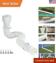 White 1-Pack Rain Gutter Downspout Extensions Flexible, Drain Downspout Exten…