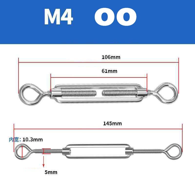 Turnbuckle Wire Tensioner Strainer Hook Eye Rope Cable Tension A2Stainless Steel