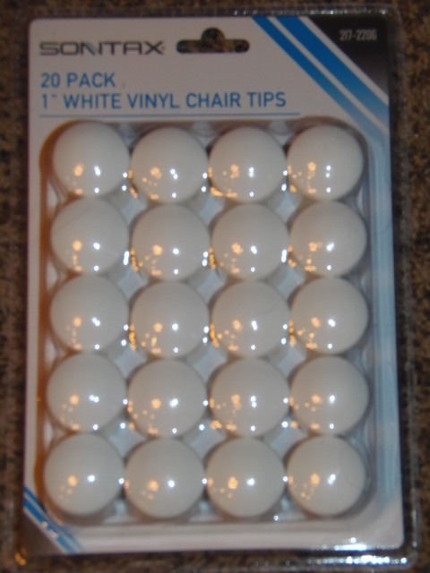 NEW – SONTAX 20 PACK 1″ WHITE VINYL CHAIR TIPS (PO-57 )