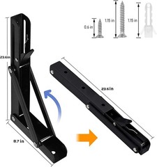 24 Inch Heavy Duty Folding Shelf Brackets 2 Pcs Metal Collapsible Triangle