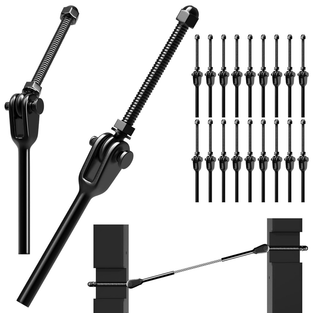 Cable Railing Kit Hardware System for Deck Stairs, T316 Stainless Steel Black