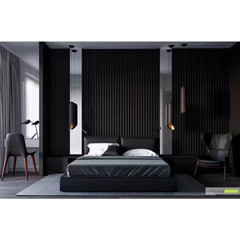 94 In. X 6 in X 0.5 In. Solid Wood Wall 7 Grid Cladding Siding Board in Black Co
