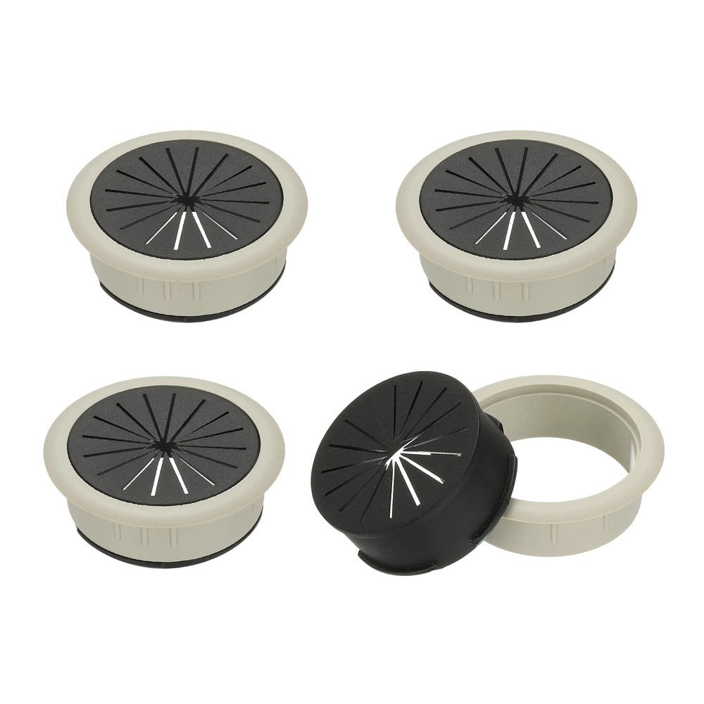 4 Pcs 2″ Desk Grommet Plastic Flexible Desk Hole Cover Cable Grommet Gray