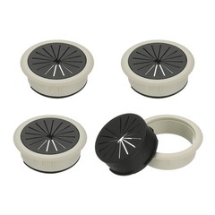 4 Pcs 2″ Desk Grommet Plastic Flexible Desk Hole Cover Cable Grommet Gray