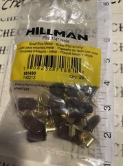 New 20PK Hillman Brass Plated Metal W/Vinyl Shelf Pins Metal Fits 1/4” Hole