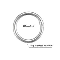 316 Stainless Steel Round Ring Welded O-Rings 25mm(0.98″) ID 4mm Thick 4 Sets