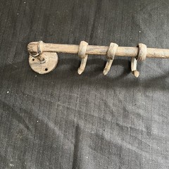 Industrial Cast Iron Pipe Wall Hook Rack 6 Sliding Hooks Rustic Steampunk 20.5in