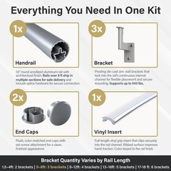 5Ft Silver Handrail Kit Interior/Exterior – 500lb Support, Fits Any Angle