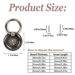 YankMooM Antique Drawer Pulls Bronze Dresser Pull Rings Round