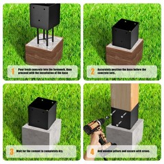 2 Pack Metal Post Base Holder, 6”x6” (Internal 5.5″x5.5″), Post Anchor Bracket