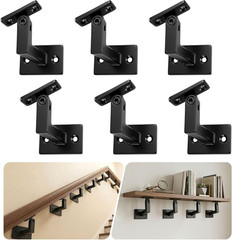 Adjustable Black Handrail Brackets – 6 Pack for Stairs & Corridors