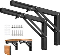 24 Inch Heavy Duty Folding Shelf Brackets 2 Pcs Metal Collapsible Triangle