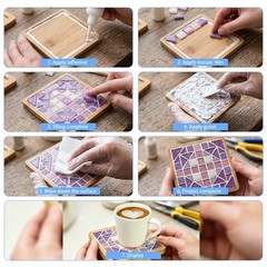 200 pcs Mosaic Tiles, CNYMANY Mixed Color Glitter Mosaic Glass Pieces Tiles f…