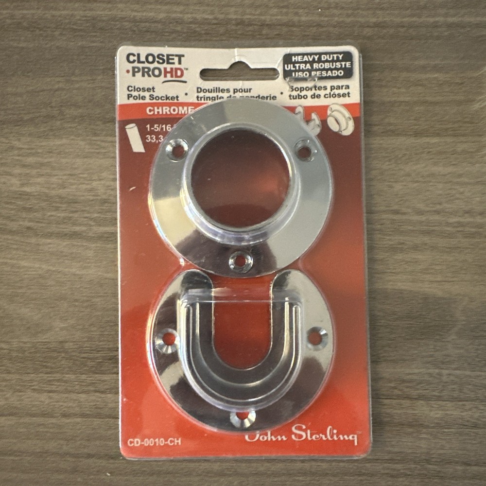 Knape & Vogt CD-0010-CH Closet Pro HD Heavy Duty Chrome Pole Socket