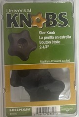 New 1 pack lot (2star knobs) Hillman universal replacement 2-1/4 42095