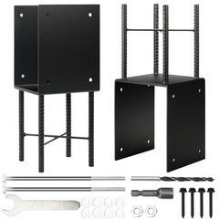 Yartro 2 Pack Heavy Duty U-Shape Metal Post Base 8″x8″ (Actual 7.5″x7.5″), We…